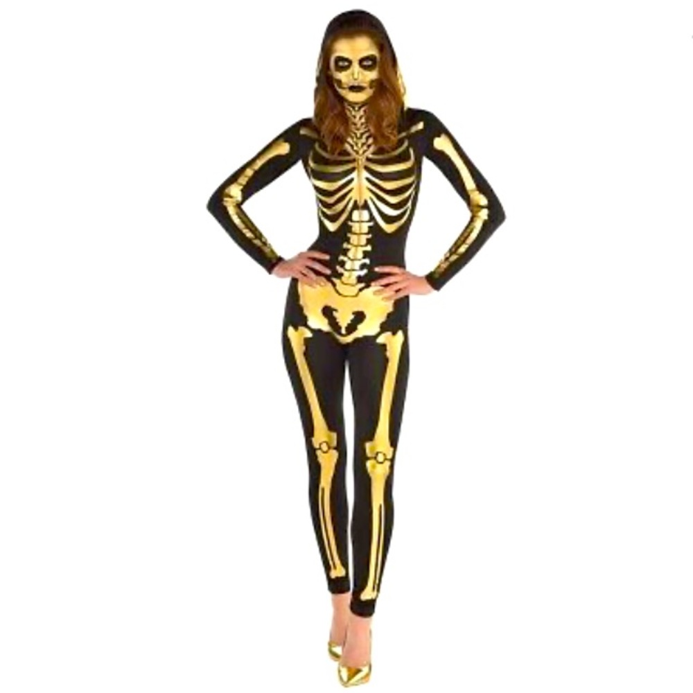 BRAND NEW 24 CARAT BONES SKELETON COSTUME SIZE LARGE (10-12) NWT